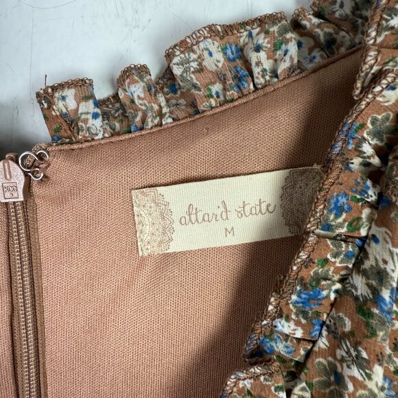 Altar’d State Chelsia Dress Floral Long Sleeves Ruffle Mini Size Medium M EUC - Picture 7 of 13